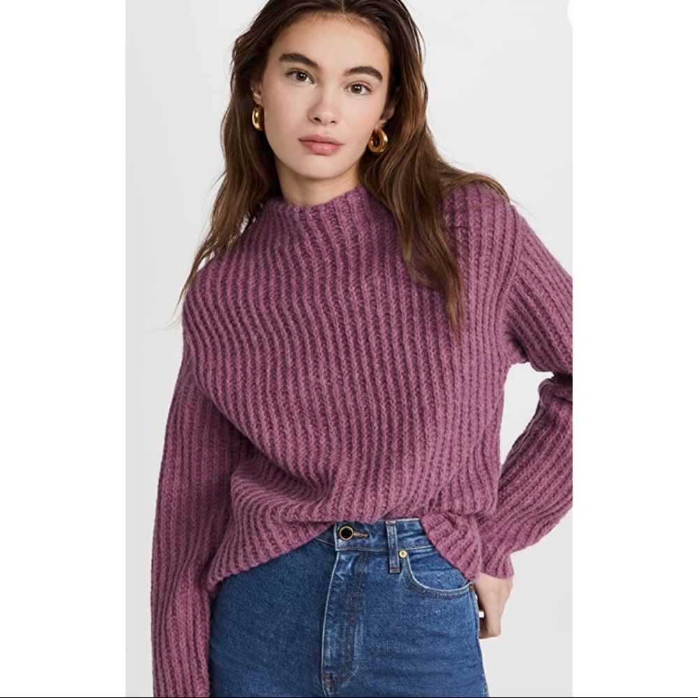Vince Mauve Ribbed Turtleneck Sweater